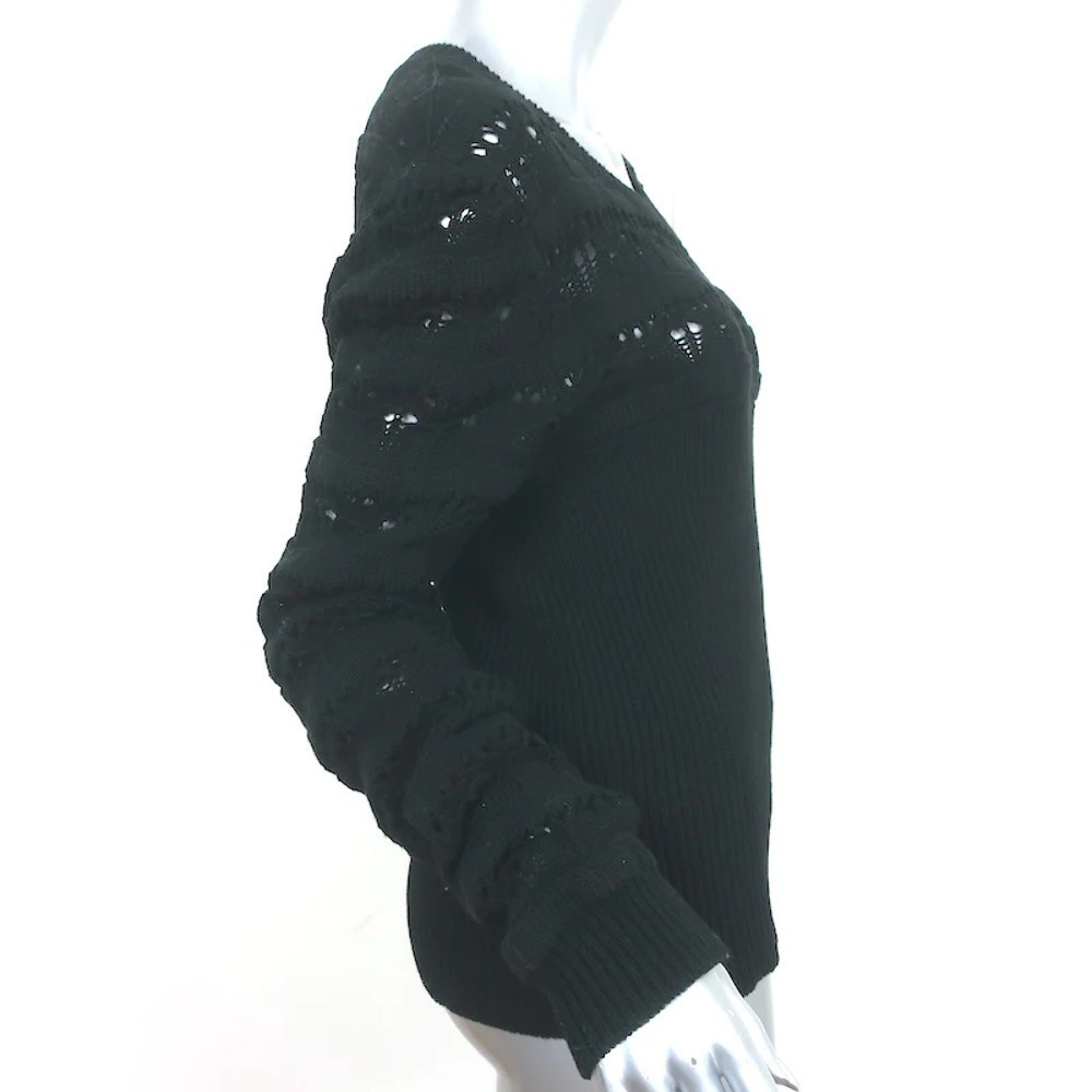 Valentino Sangallo Open Knit Sweater Black Cotton Size Extra Large NEW - Picture 4 of 10